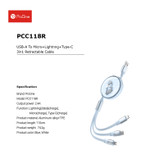 عکس محصول کابل تبدیل USB به USB-C / microUSB / لایتنینگ پرووان مدل PCC118R