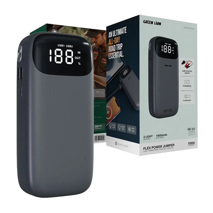 عکس محصول پاوربانک 10000mah و جامپ استارتر چراغدار گرین لاین مدل Green Lion Flex power jumper jx-44
