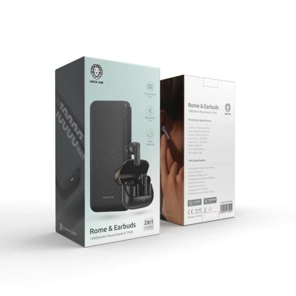 عکس محصول پاور بانک و ایرپاد گرین لاین Green Lion Rome Power Bank & Earbuds