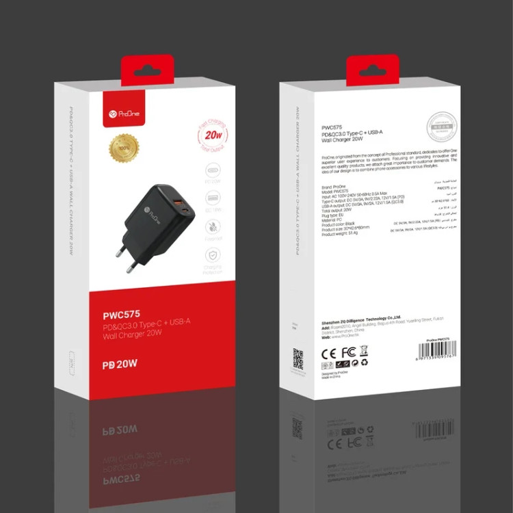 عکس محصول شارژر دیواری 20 وات پرووان مدل PWC575